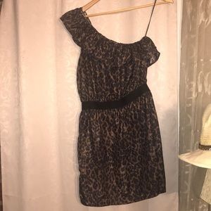 Leopard one shoulder mini dress